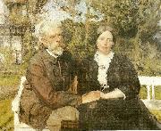 Julius Paulsen laurits tuxen og hustru frederikke i haven ved villa dagminne i skagen oil